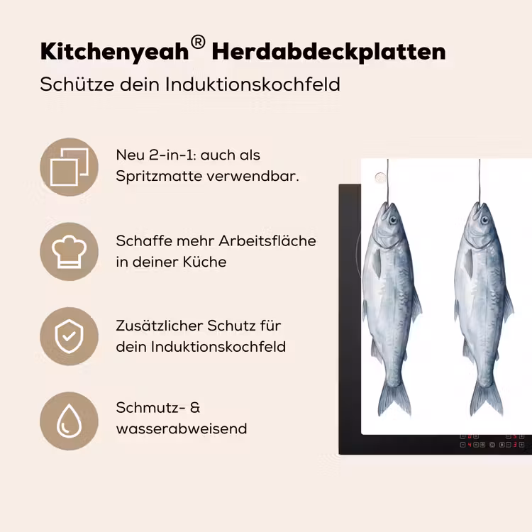 Vissen - Illustratie - Delfts - Blauw Inductie beschemer met haakjes klein -ky-usp-de