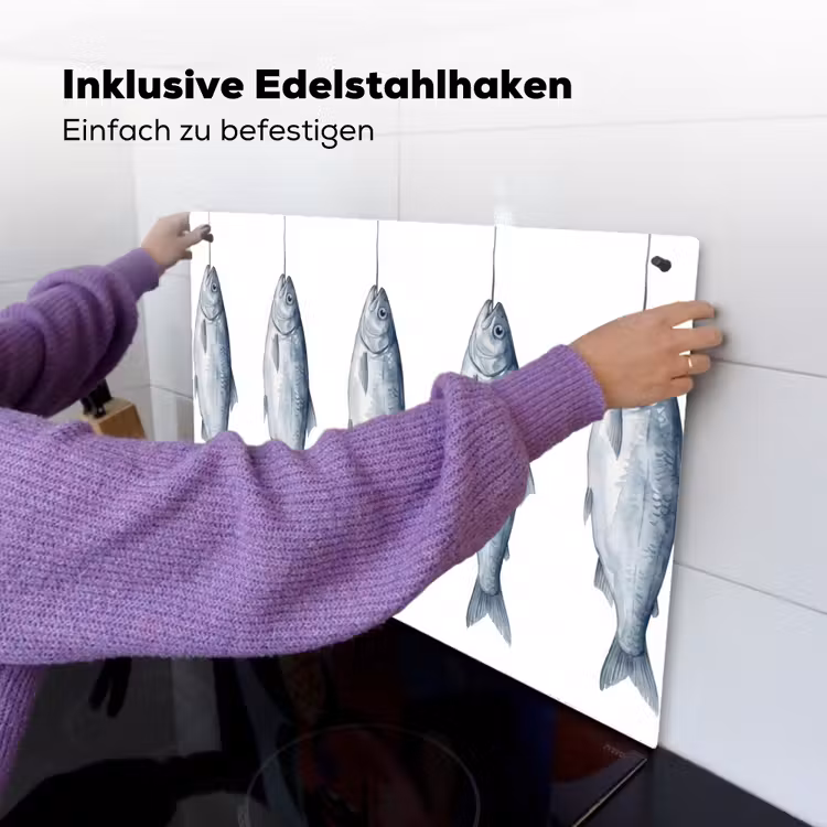 Vissen - Illustratie - Delfts - Blauw Inductie beschemer met haakjes klein -ky-ophangen-de