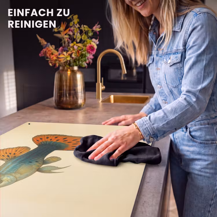 2-in-1 Herdabdeckplatte & Spritzschutz - Fisch - Illustration - Punkte - Orange - Vis - illustratie - Stippen - Oranje Inductie beschemer met haakjes klein