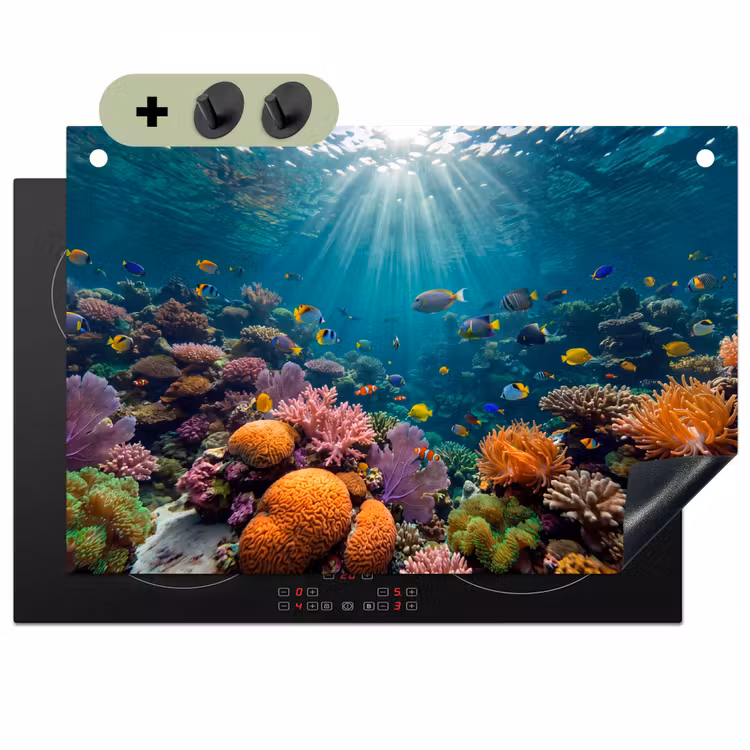 Vis - Koraal - Oceaan - Natuur - Kleurrijk Inductie beschemer met haakjes klein -3d