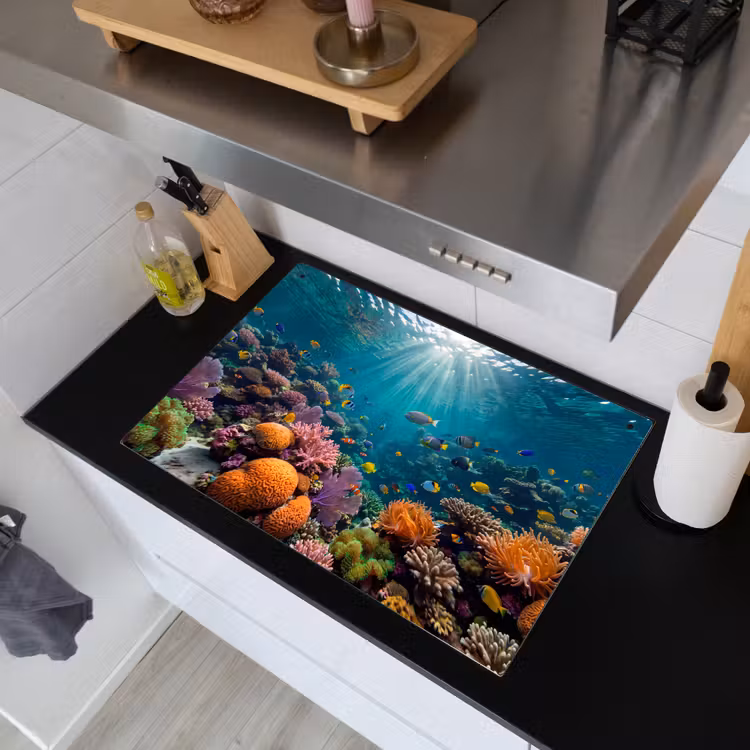 Vis - Koraal - Oceaan - Natuur - Kleurrijk Inductie beschemer met haakjes klein -sfeer1