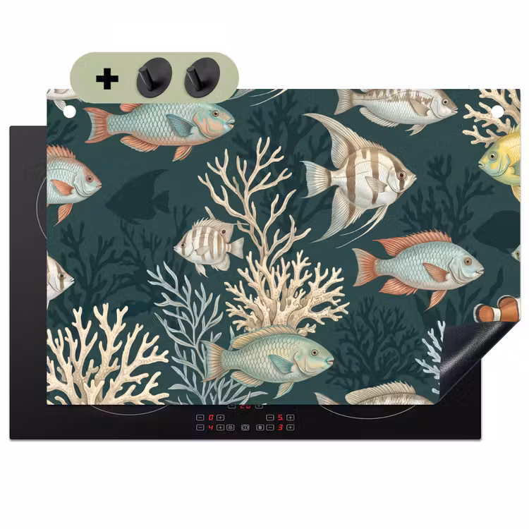 Vis - Koraal - Onderwater - Illustratie Inductie beschemer met haakjes klein -3d