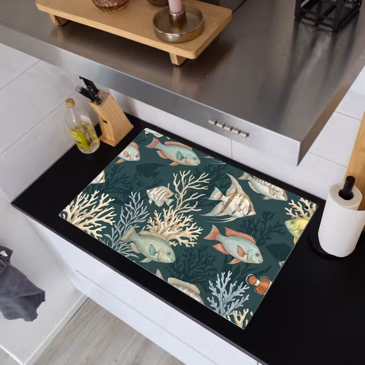 Vis - Koraal - Onderwater - Illustratie Inductie beschemer met haakjes klein -sfeer1