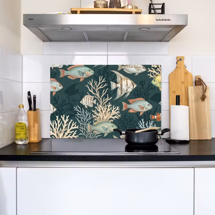 Vis - Koraal - Onderwater - Illustratie Inductie beschemer met haakjes klein -sfeer2
