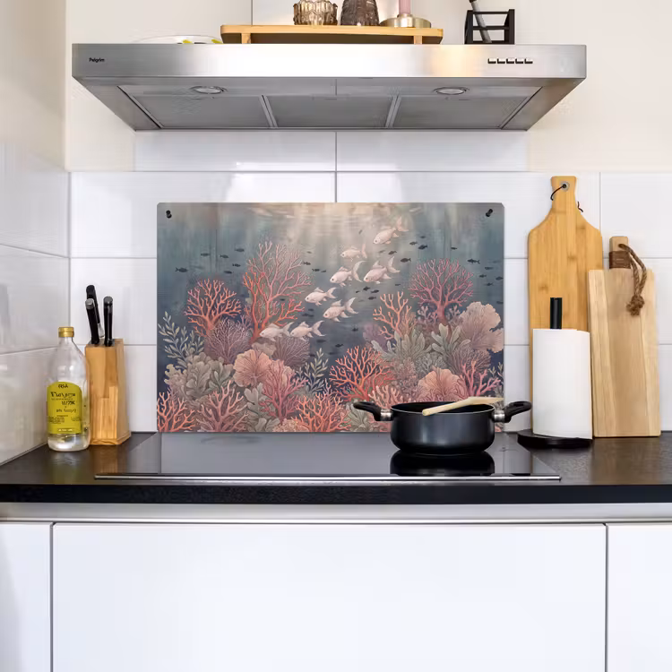 Vis - Koraal - Onderwater - Illustratie - Vintage Inductie beschemer met haakjes klein -sfeer2