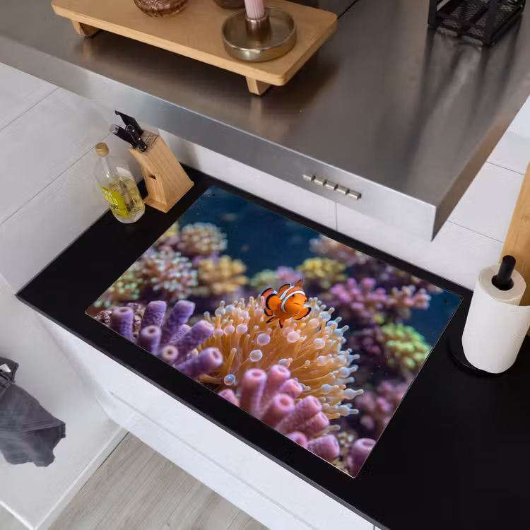 Vis - Koraal - Onderwater - Oranje - Dieren Inductie beschemer met haakjes klein -sfeer1