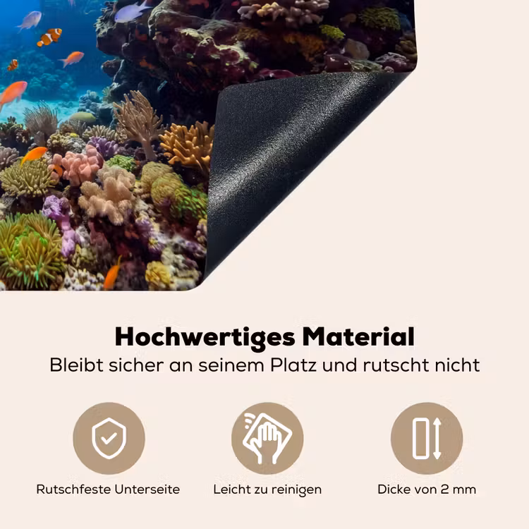 Vis - Koraalrif - Onderwater - Levendig - Blauw Inductie beschemer met haakjes klein -ky-onderkant-de
