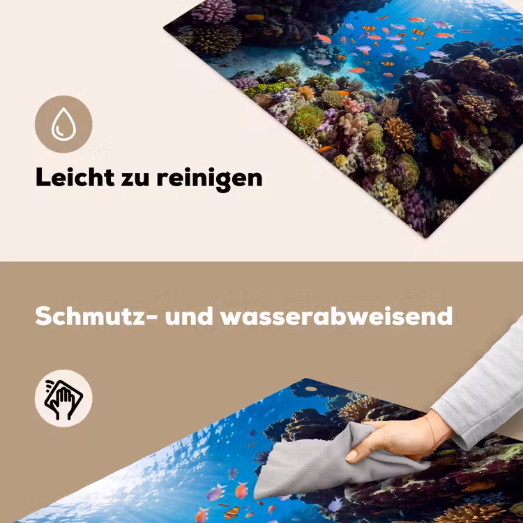 Vis - Koraalrif - Onderwater - Levendig - Blauw Inductie beschemer met haakjes klein -ky-schoon-de