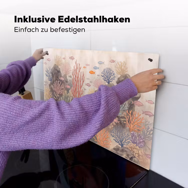 Vis - Koraalrif - Onderwaterwereld - Illustratie Inductie beschemer met haakjes klein -ky-ophangen-de
