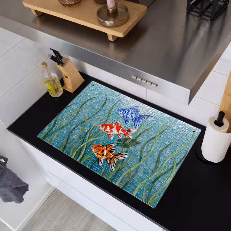 Vis - Mozaïek - Onderwater - Kleurrijk - Dieren Inductie beschemer met haakjes klein -sfeer1