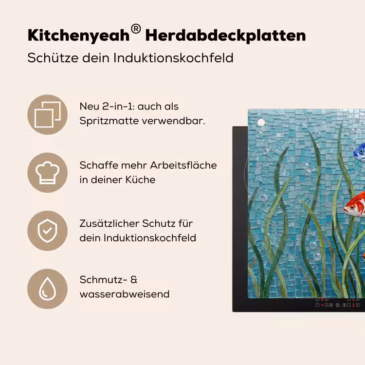Vis - Mozaïek - Onderwater - Kleurrijk - Dieren Inductie beschemer met haakjes klein -ky-usp-de