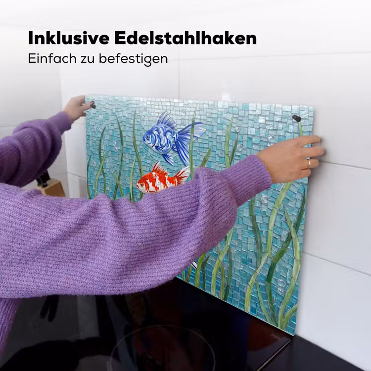 Vis - Mozaïek - Onderwater - Kleurrijk - Dieren Inductie beschemer met haakjes klein -ky-ophangen-de