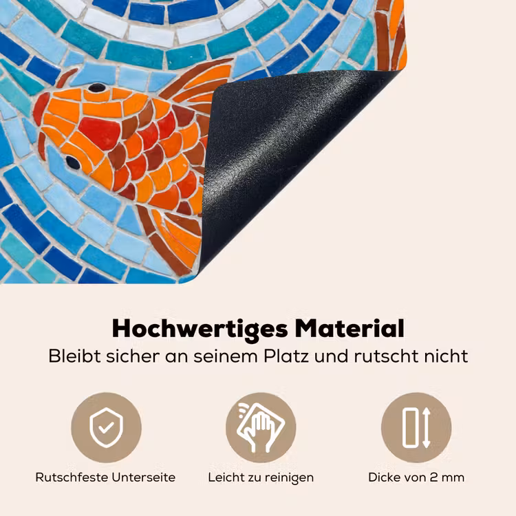 Vis - Mozaïek - Water - Decoratief - Blauw Inductie beschemer met haakjes klein -ky-onderkant-de