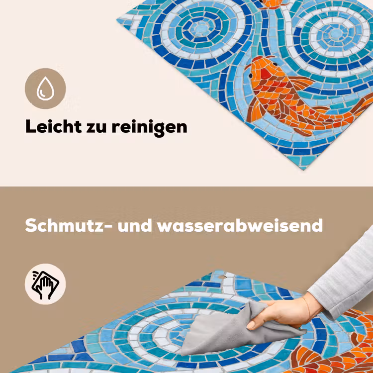 Vis - Mozaïek - Water - Decoratief - Blauw Inductie beschemer met haakjes klein -ky-schoon-de
