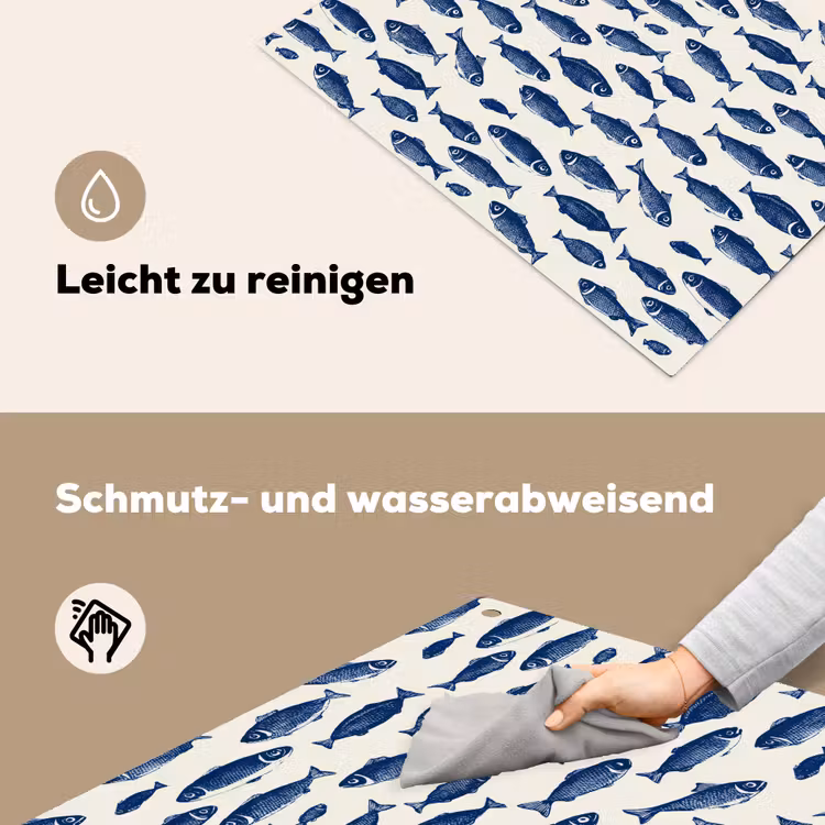 Vissen - Patroon - Blauw - Wit Inductie beschemer met haakjes klein 777 -ky-schoon-de