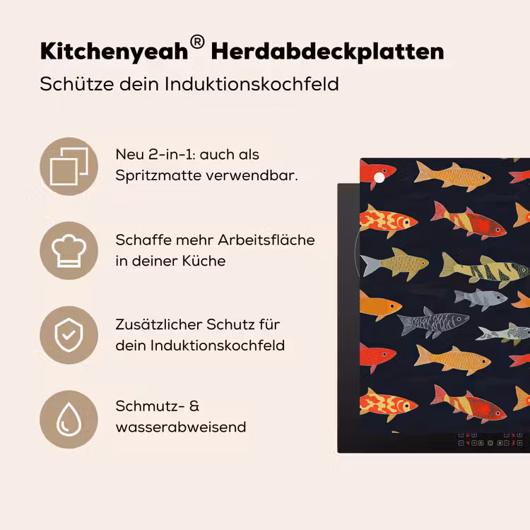 Vissen - Patroon - Kleurrijk Inductie beschemer met haakjes klein 777 -ky-usp-de