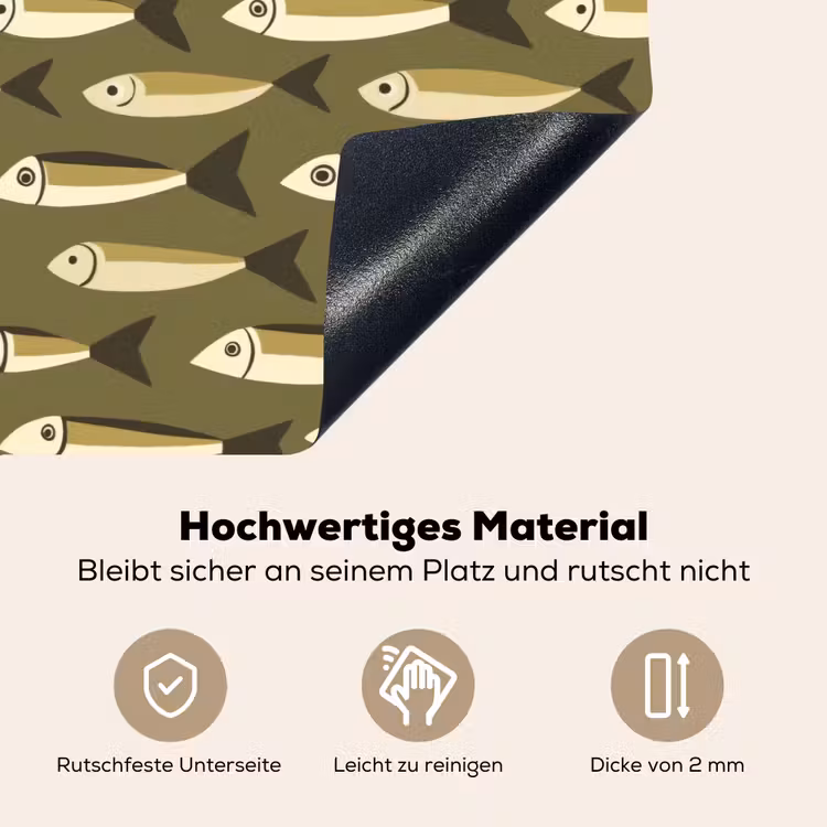 Vis - Patroon - Groen Inductie beschemer met haakjes klein 777 -ky-onderkant-de
