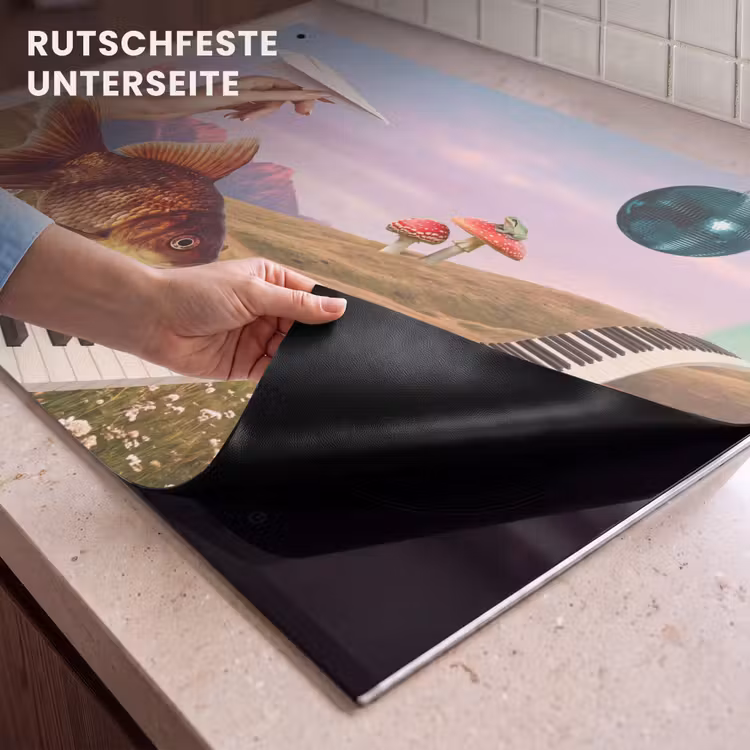 2-in-1 Herdabdeckplatte & Spritzschutz - Fisch – Natur – Abstrakt - Vis - Natuur - Abstract Inductie beschemer met haakjes klein