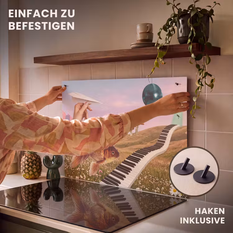 2-in-1 Herdabdeckplatte & Spritzschutz - Fisch – Natur – Abstrakt - Vis - Natuur - Abstract Inductie beschemer met haakjes klein