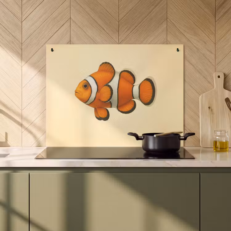 2-in-1 Herdabdeckplatte & Spritzschutz - Fisch - Orange - Streifen - Vis - Oranje - Strepen Inductie beschemer met haakjes klein