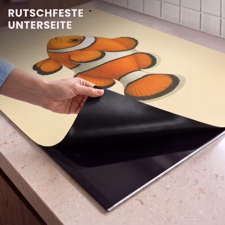 2-in-1 Herdabdeckplatte & Spritzschutz - Fisch - Orange - Streifen - Vis - Oranje - Strepen Inductie beschemer met haakjes klein