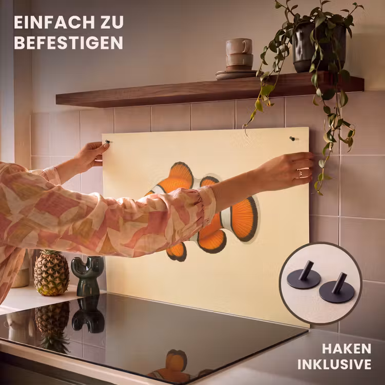 2-in-1 Herdabdeckplatte & Spritzschutz - Fisch - Orange - Streifen - Vis - Oranje - Strepen Inductie beschemer met haakjes klein