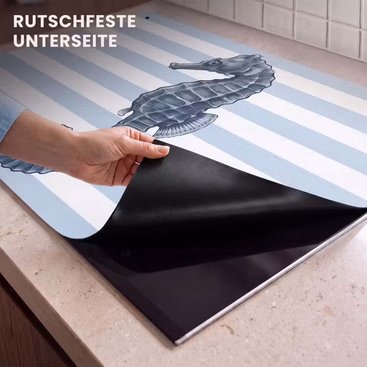 Vis - Oceaan - Illustratie - Blauw - Strepen Inductie beschemer met haakjes klein -ky-onderkant-de