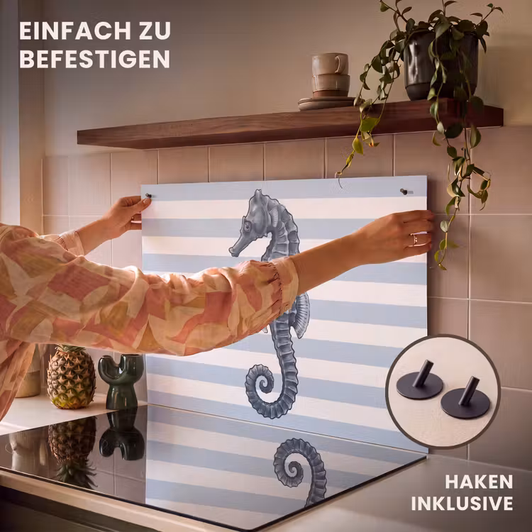 Vis - Oceaan - Illustratie - Blauw - Strepen Inductie beschemer met haakjes klein -ky-ophangen-de