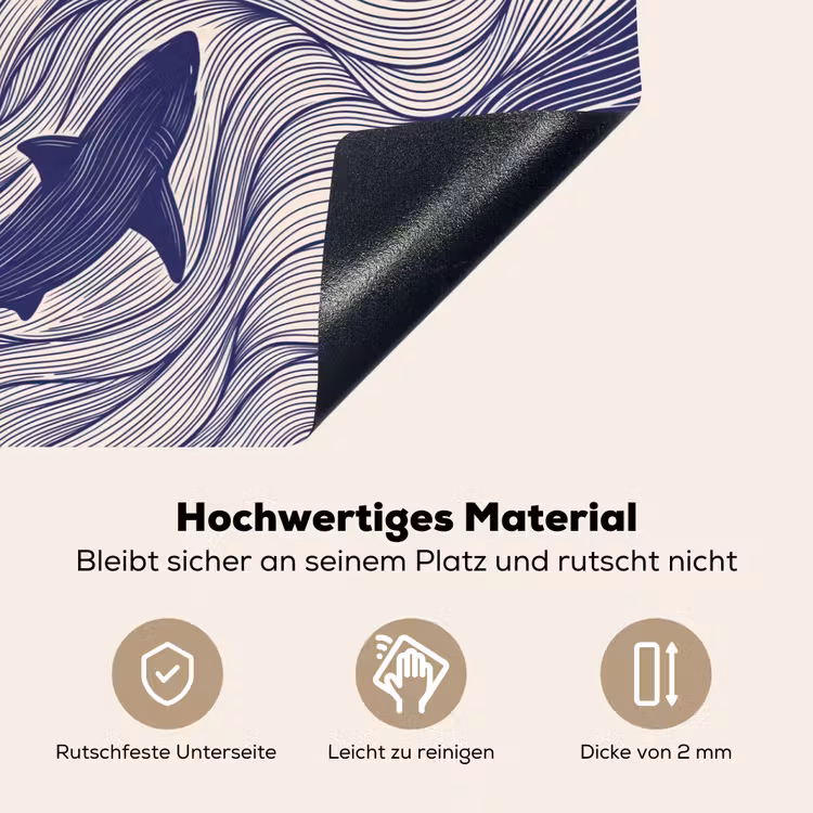 Vis - Oceaan - Lijntekening - Blauw - Dieren Inductie beschemer met haakjes klein -ky-onderkant-de