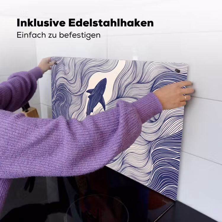 Vis - Oceaan - Lijntekening - Blauw - Dieren Inductie beschemer met haakjes klein -ky-ophangen-de