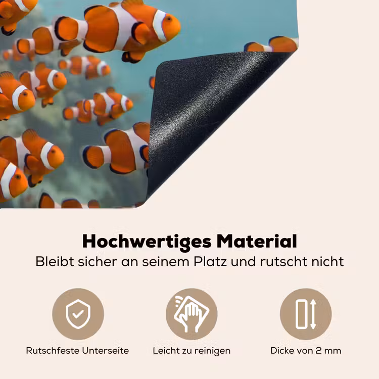 Vis - School - Onderwater - Dieren - Oranje Inductie beschemer met haakjes klein -ky-onderkant-de
