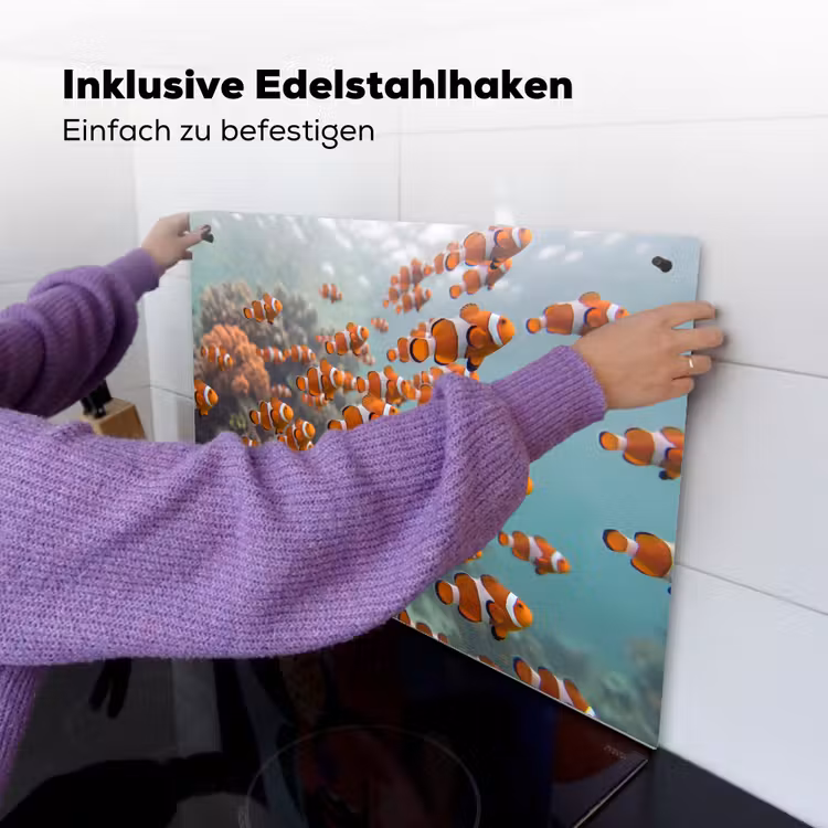 Vis - School - Onderwater - Dieren - Oranje Inductie beschemer met haakjes klein -ky-ophangen-de
