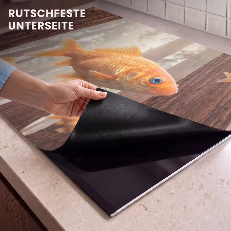 2-in-1 Herdabdeckplatte & Spritzschutz - Fisch – Wald – Fantasie - Vis - Bos - Fantasie Inductie beschemer met haakjes klein