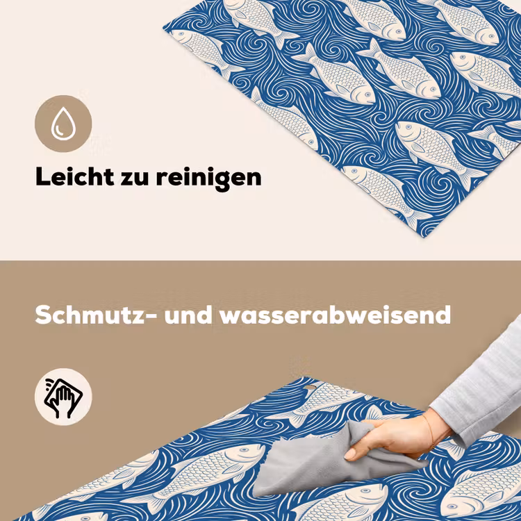Vis - Water - Patroon - Grafisch - Blauw Inductie beschemer met haakjes klein -ky-schoon-de