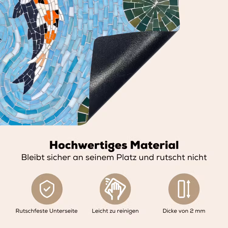 Vis - Water - Natuur - Mozaïek - Blauw Inductie beschemer met haakjes klein -ky-onderkant-de