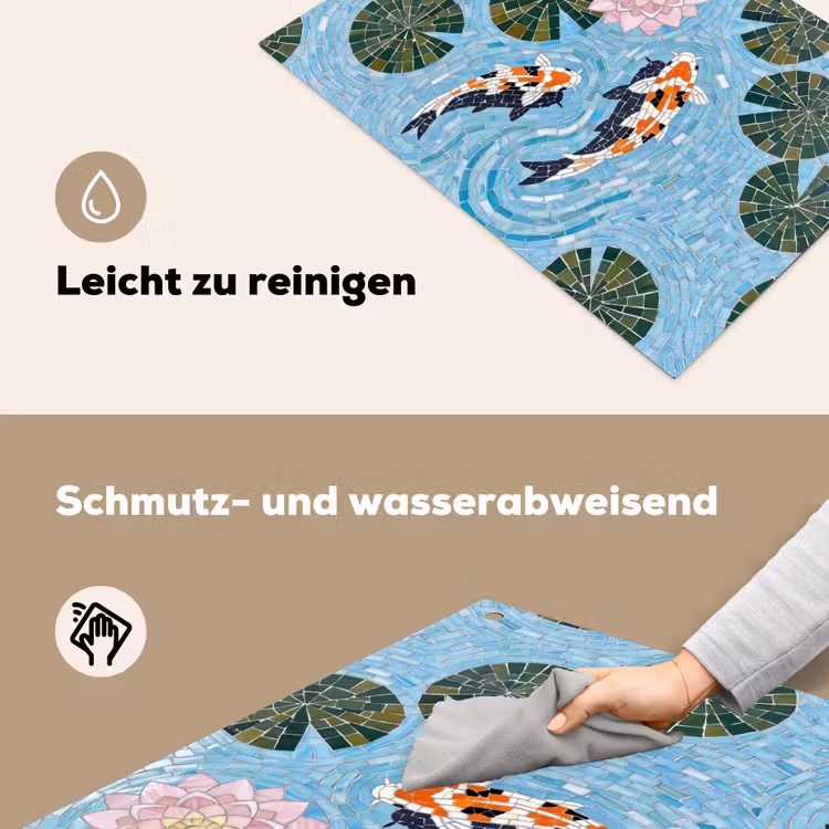 Vis - Water - Natuur - Mozaïek - Blauw Inductie beschemer met haakjes klein -ky-schoon-de