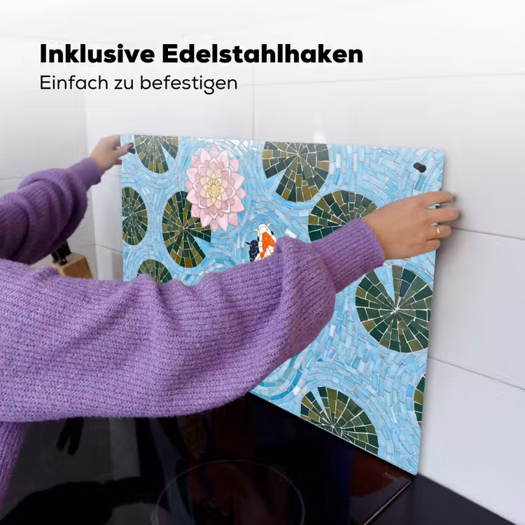 Vis - Water - Natuur - Mozaïek - Blauw Inductie beschemer met haakjes klein -ky-ophangen-de