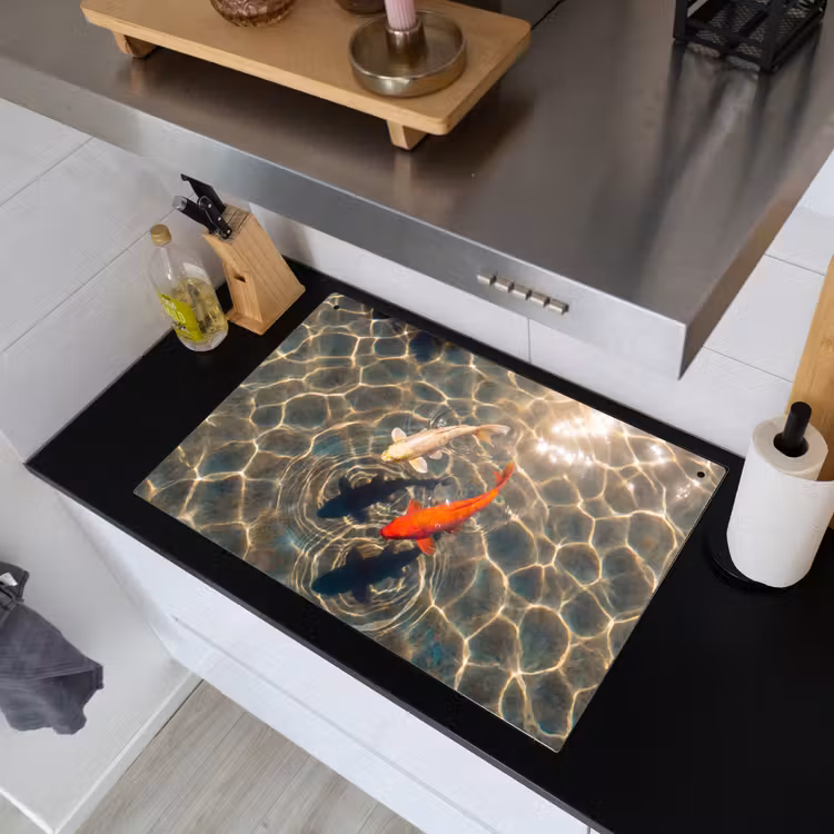 Vis - Water - Dieren - Oranje - Goud Inductie beschemer met haakjes klein -sfeer1