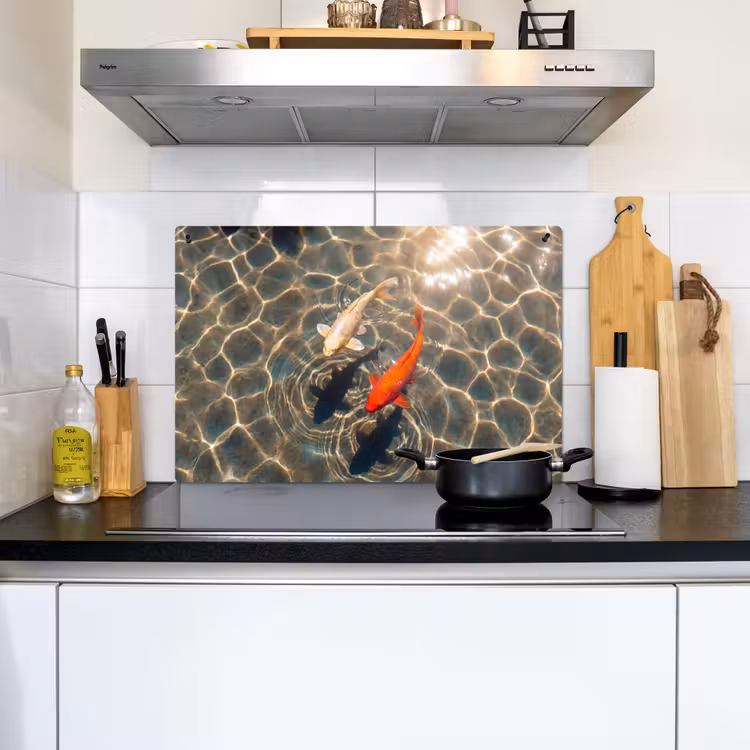 Vis - Water - Dieren - Oranje - Goud Inductie beschemer met haakjes klein -sfeer2