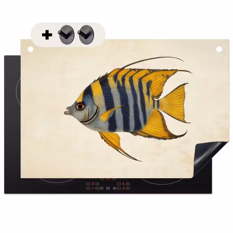 2-in-1 Herdabdeckplatte & Spritzschutz - Fische - Dekorativ - Flossen - Illustration — 1