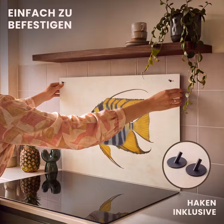 2-in-1 Herdabdeckplatte & Spritzschutz - Fische - Dekorativ - Flossen - Illustration — 7
