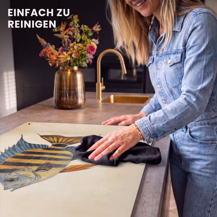 2-in-1 Herdabdeckplatte & Spritzschutz - Fische - Tropisch - Streifen - Flossen - Vis - Tropisch - Strepen - Vinnen Inductie beschemer met haakjes klein