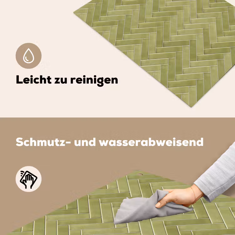 Visgraat - Wandtegel - Olijfgroen Inductie beschemer met haakjes klein 777 -ky-schoon-de