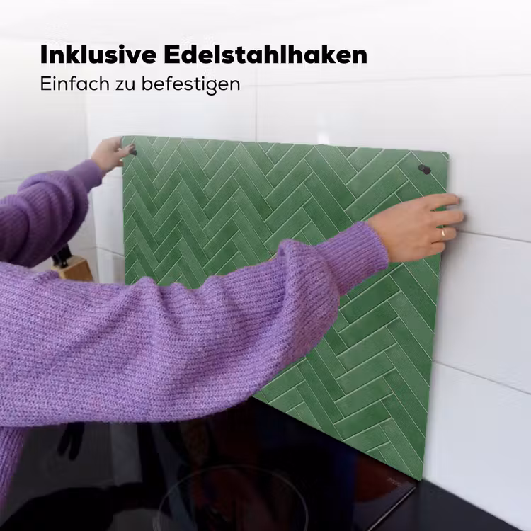 Visgraat - Wandtegel - Bosgroen Inductie beschemer met haakjes klein 777 -ky-ophangen-de