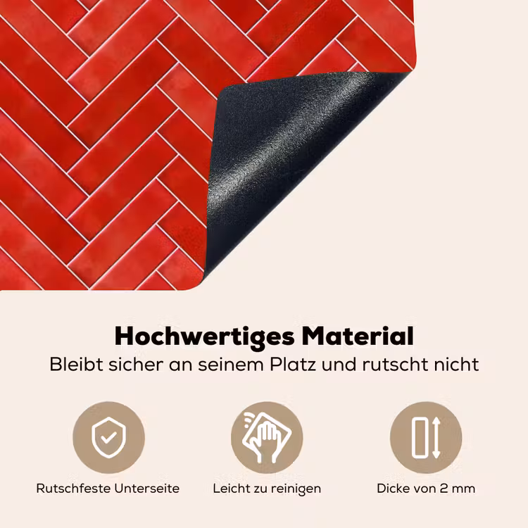 Visgraat - Tegel - Rood Inductie beschemer met haakjes klein 777 -ky-onderkant-de