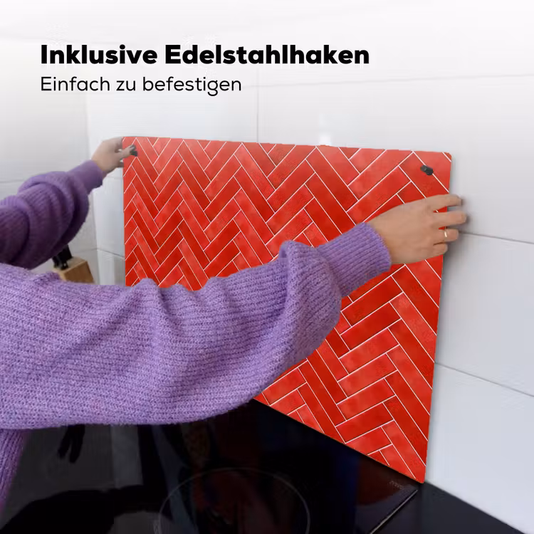 Visgraat - Tegel - Rood Inductie beschemer met haakjes klein 777 -ky-ophangen-de