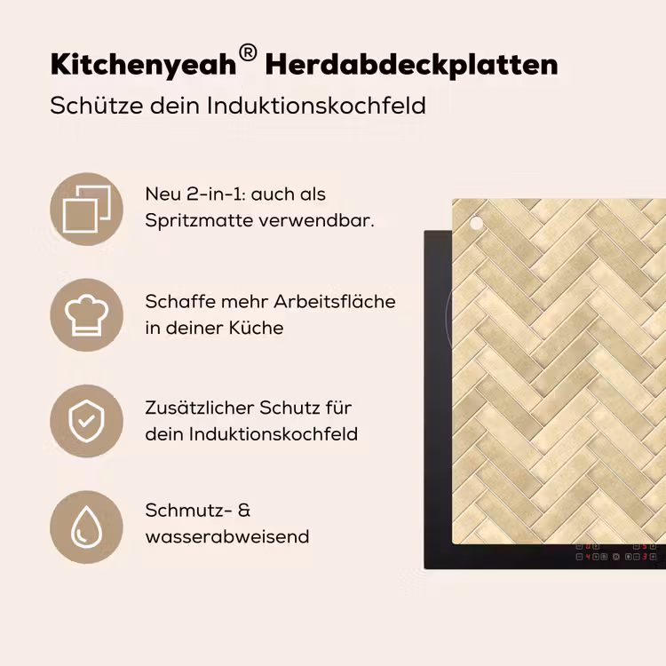 Visgraat - Tegel - Zand Inductie beschemer met haakjes klein 777 -ky-usp-de