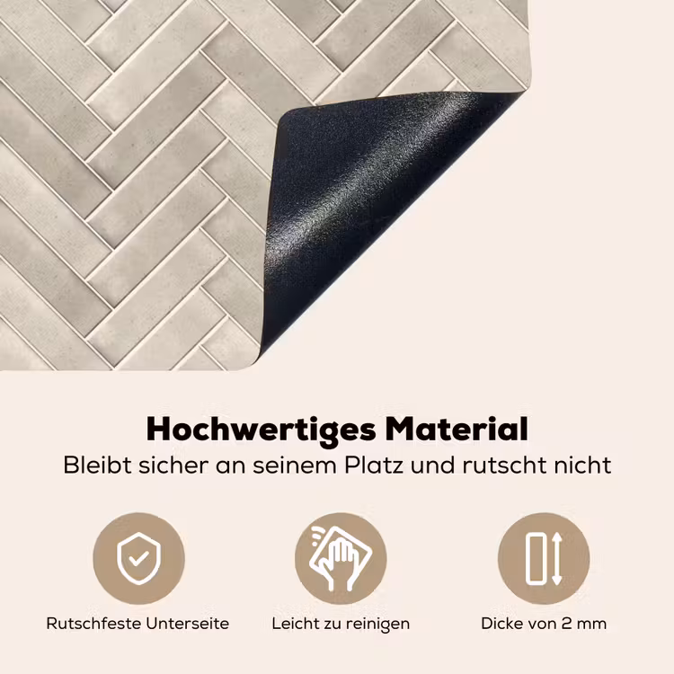 Visgraat - Wandtegel - Beige Inductie beschemer met haakjes klein 777 -ky-onderkant-de