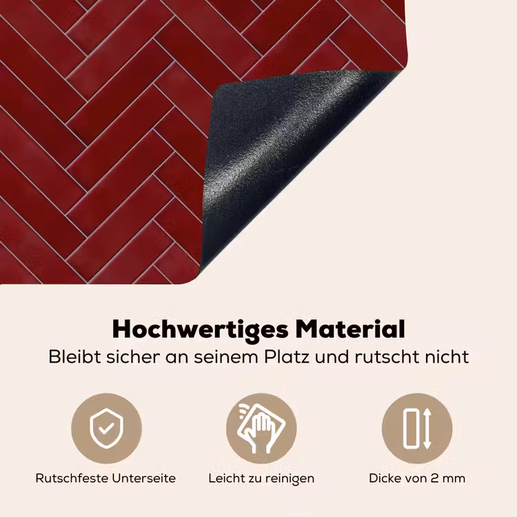 Visgraat - Wandtegel - Bordeaux - Rood Inductie beschemer met haakjes klein 777 -ky-onderkant-de
