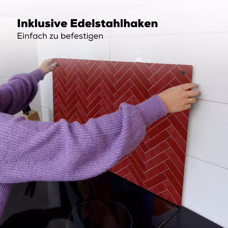 Visgraat - Wandtegel - Bordeaux - Rood Inductie beschemer met haakjes klein 777 -ky-ophangen-de